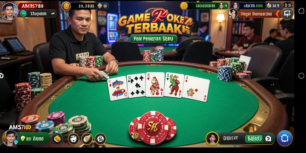 Tampilan gameplay Poker yang mendebarkan dan interaktif.