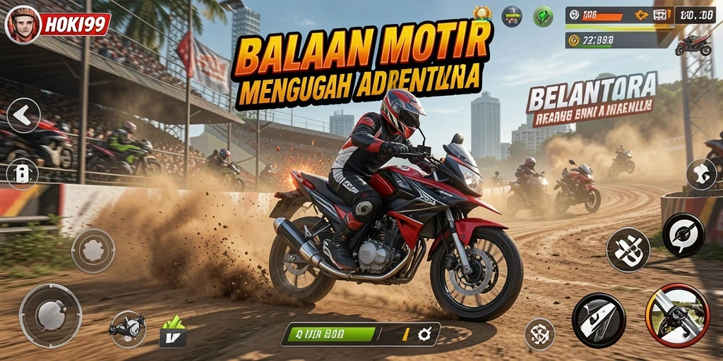 Tampak aksi balapan motor yang mendebarkan di HOKI99.