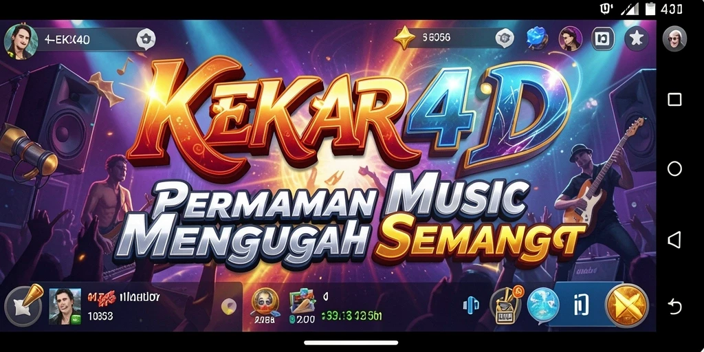 Tampilan gameplay KEKAR4D dengan irama musik yang seru dan grafis menarik.