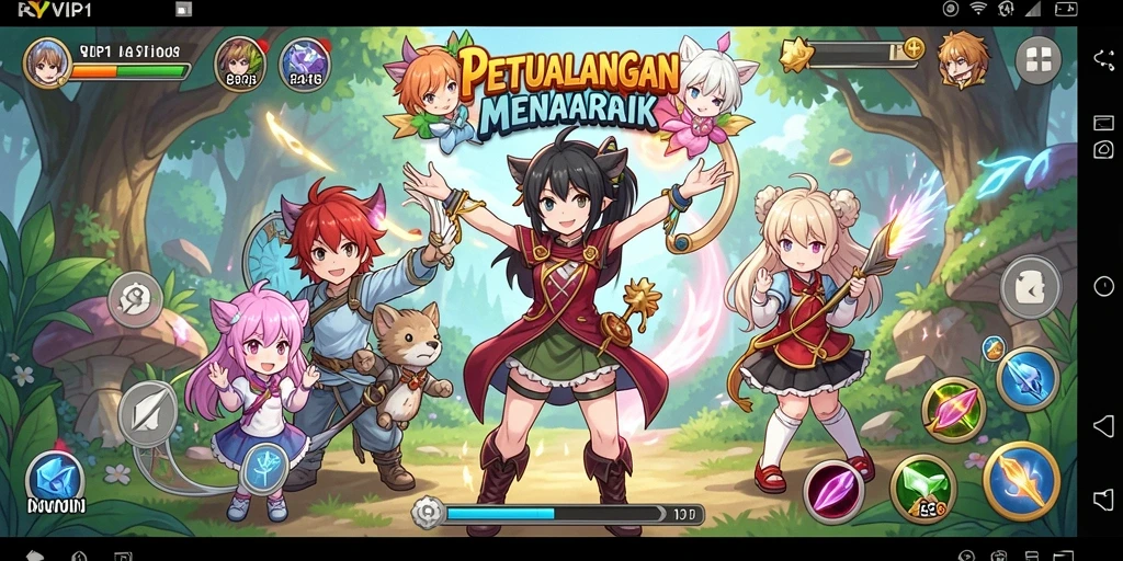 Tampilan aksi seru dari gameplay RPVIP1 yang penuh karakter anime.