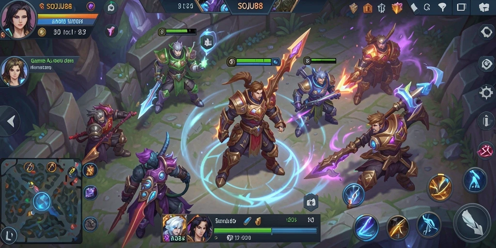 Gameplay seru dalam SOJU88 dengan aksi MOBA yang mendebarkan.