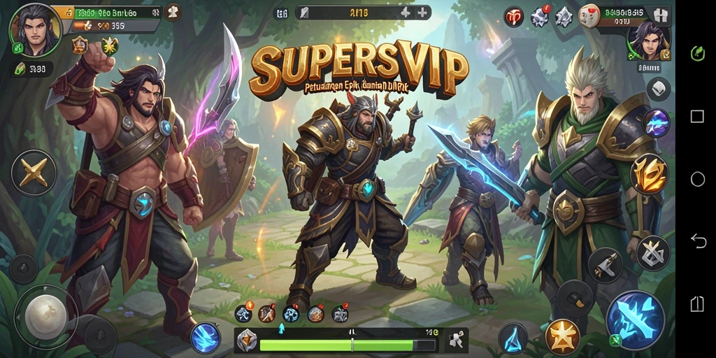 Screenshot dari gameplay RPG yang memukau dalam SUPERSVIP.
