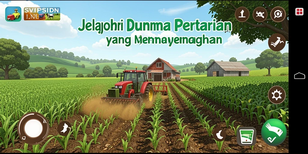 Tampilan gameplay menakjubkan di SVIPSIDN dengan warna cerah dan aktivitas bertani.