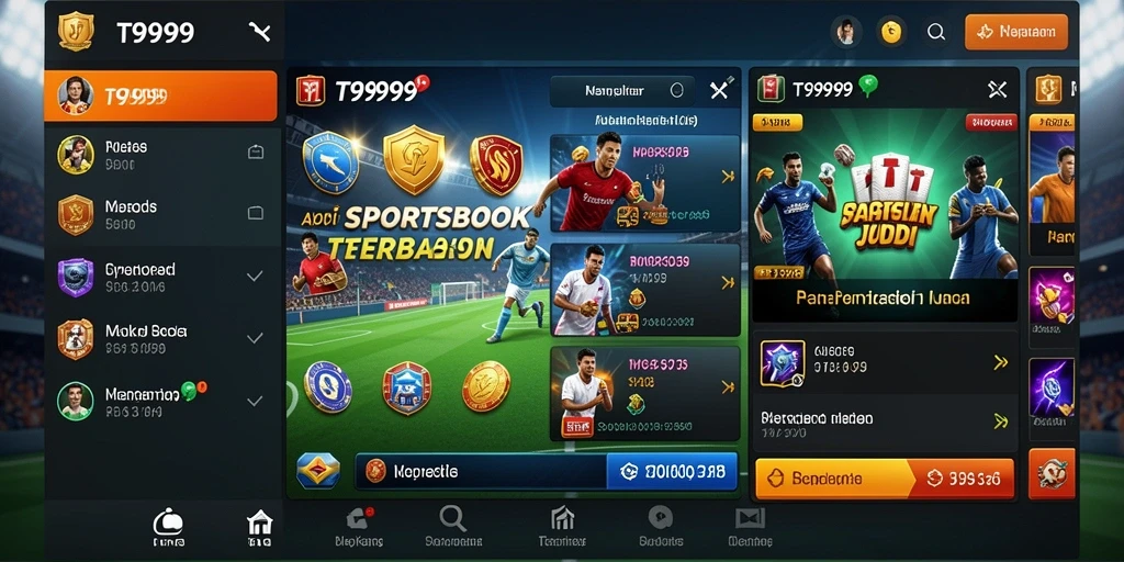 Tampilan menarik dari gameplay T9999 di aplikasi Sportsbook.