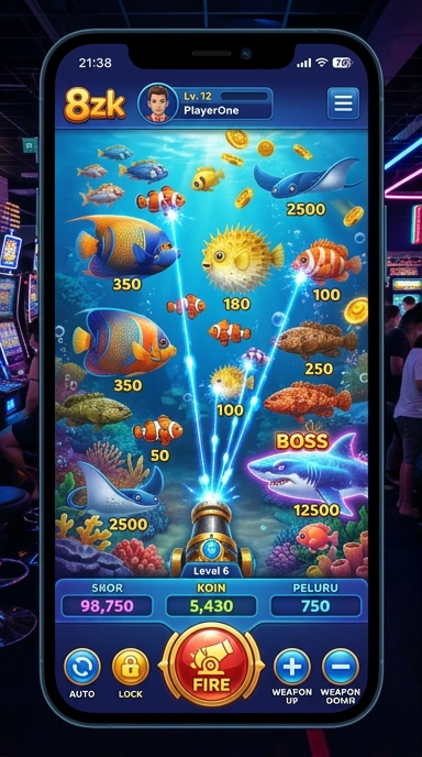 Screenshot antarmuka utama aplikasi 8zk yang menarik.